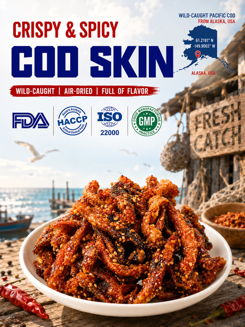 🌶️Premium Crispy Spicy Cod Skin Snack | Crunchy Seafood Chips-Elon